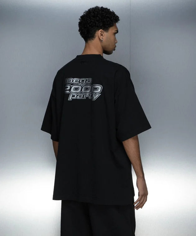 VETEMENTS Black Y2K t-shirt with logo embroidery