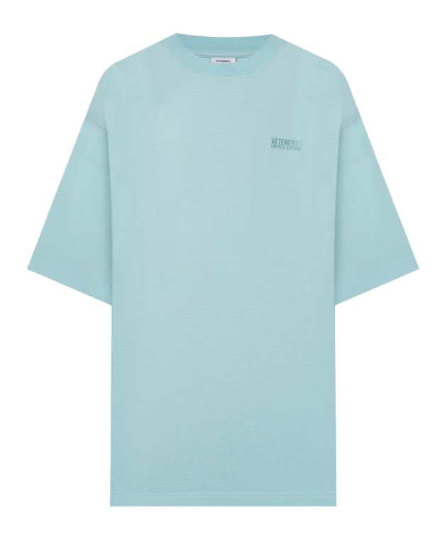 VETEMENTS Blue t-shirt with logo embroidery