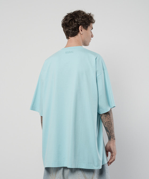 VETEMENTS Blue t-shirt with logo embroidery