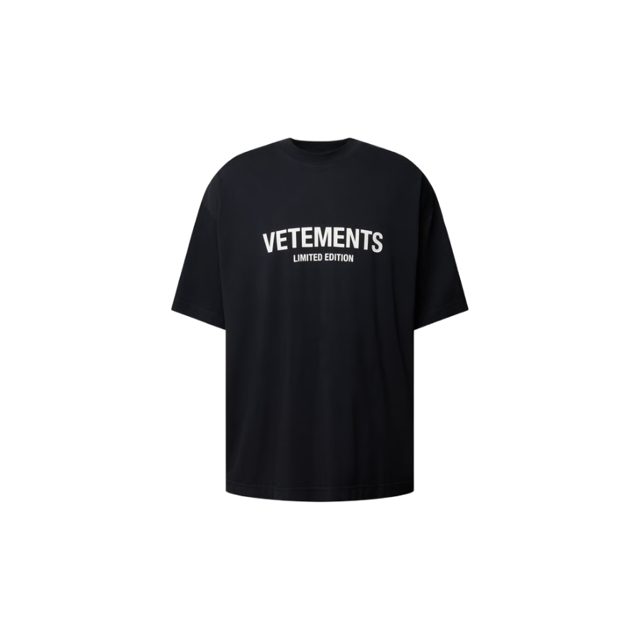 VETEMENTS Oversized T-Shirt mit Label-Print in anthrazit
