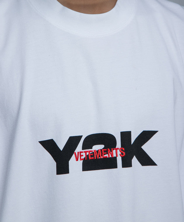 VETEMENTS White Y2K t-shirt with logo embroidery