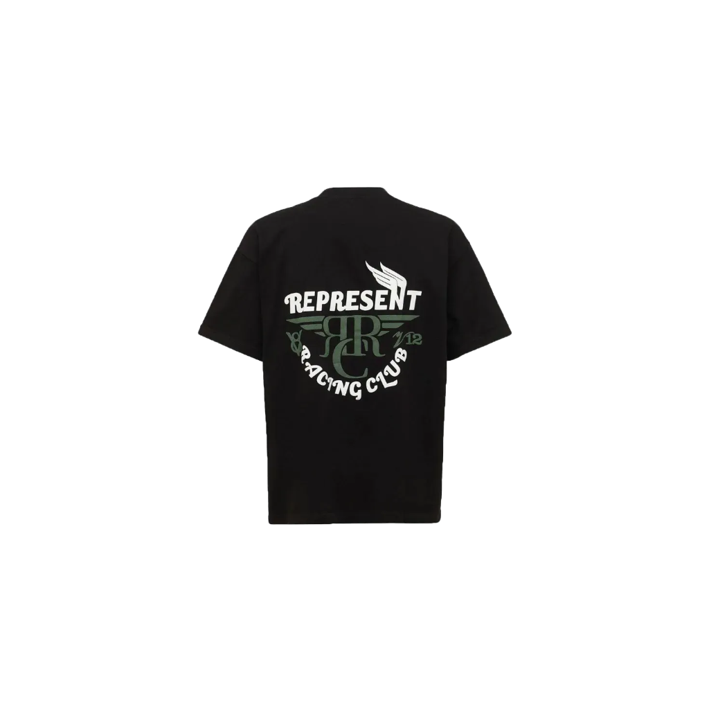 Represent Racing Club Logo Cotton T-Shirt In Jet Black