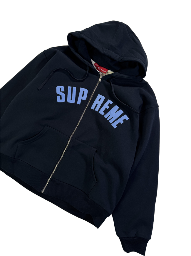 Supreme Arc Thermal Lined Zip Up Hooded Sweatshirt Navy