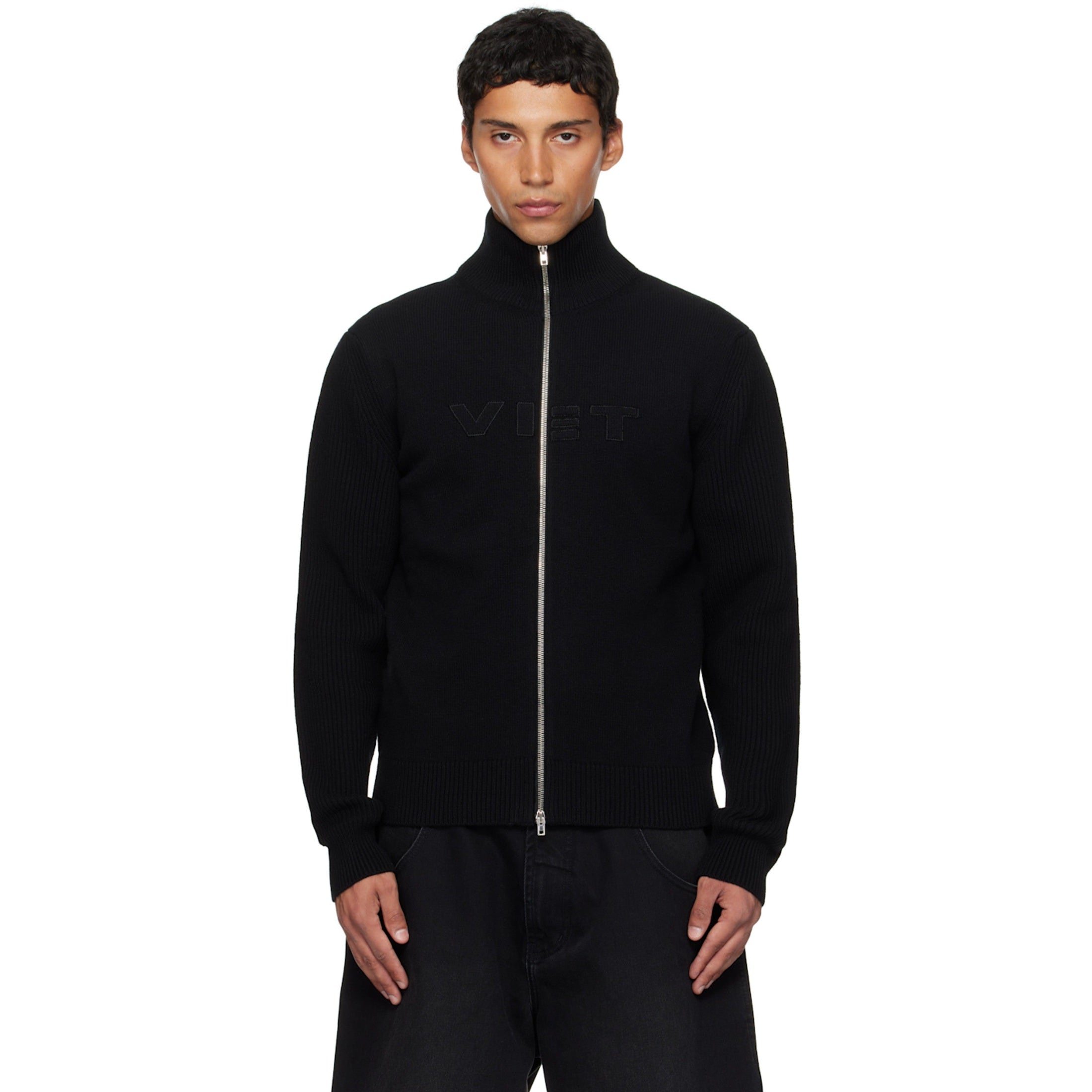 VET ZIP-UP BLACK SWEATER