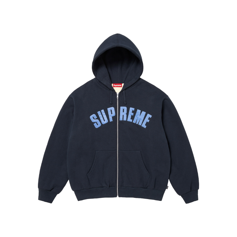Supreme Arc Thermal Lined Zip Up Hooded Sweatshirt Navy