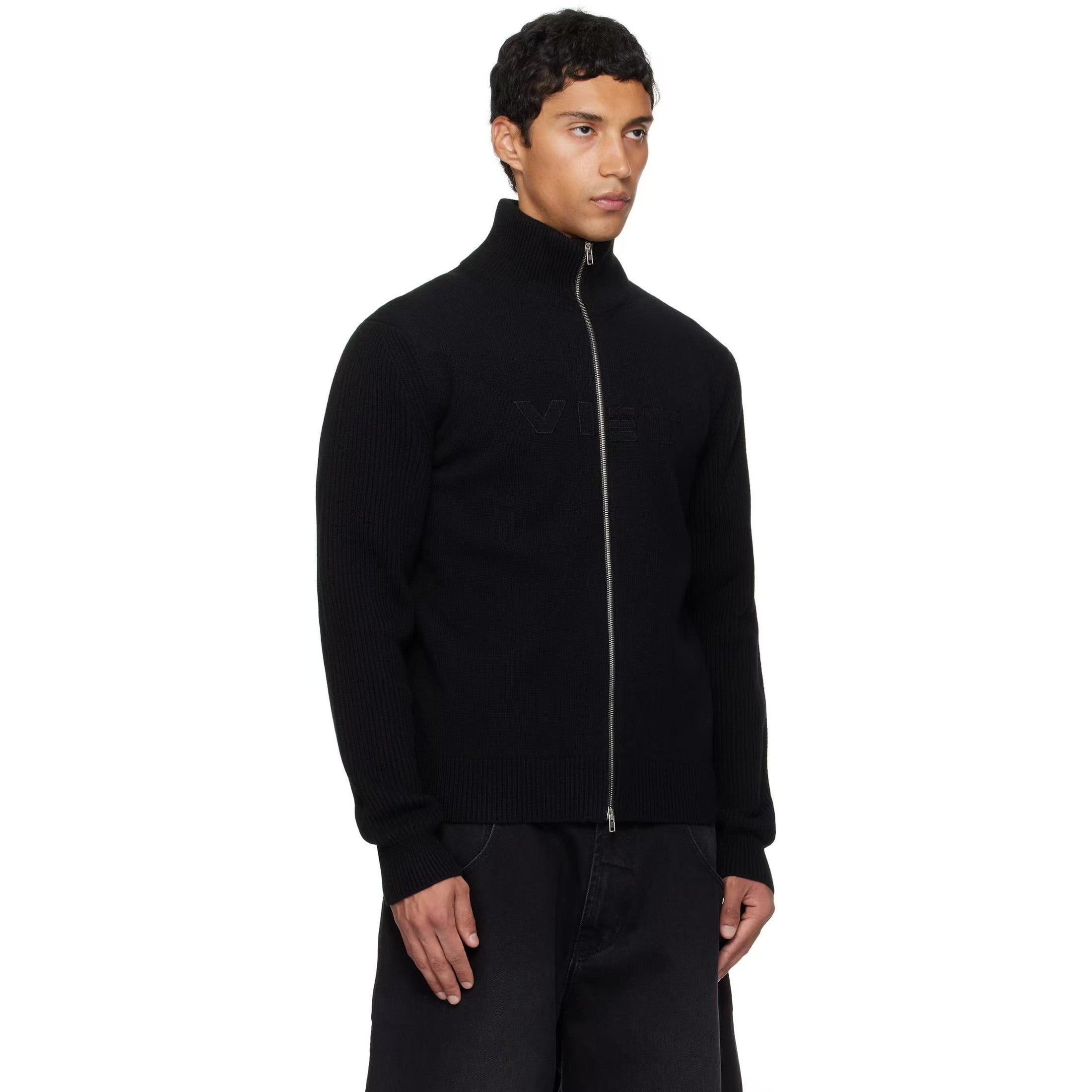 VET ZIP-UP BLACK SWEATER