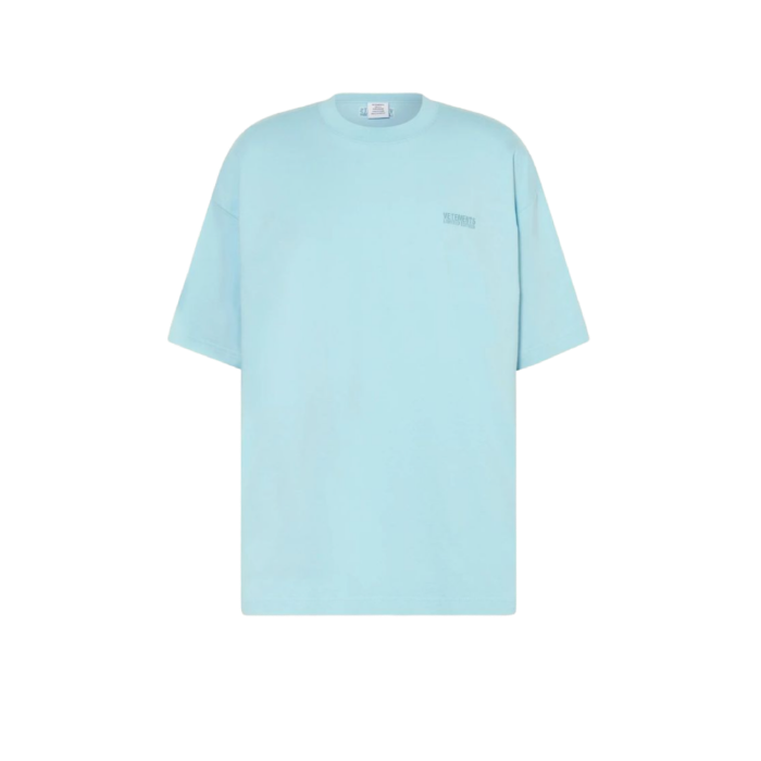 VETEMENTS Blue t-shirt with logo embroidery